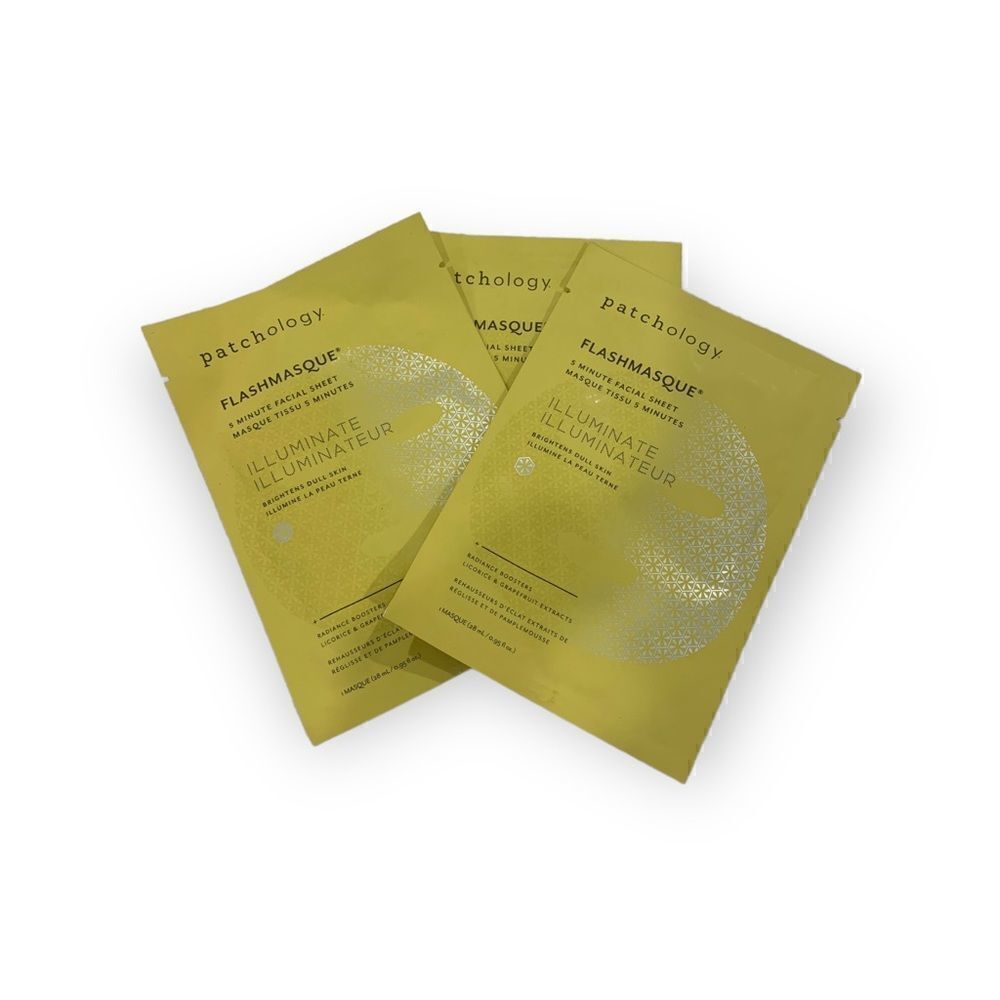Patchology "Illuminating FlashMasque" Facial Mask Sheet Skincare Brightening x 3